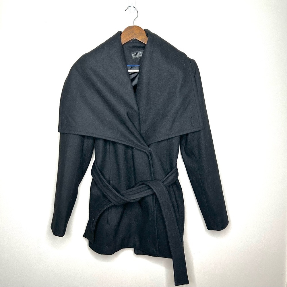 Collezione Wool Blend Wrap Coat Belted Grey Medium